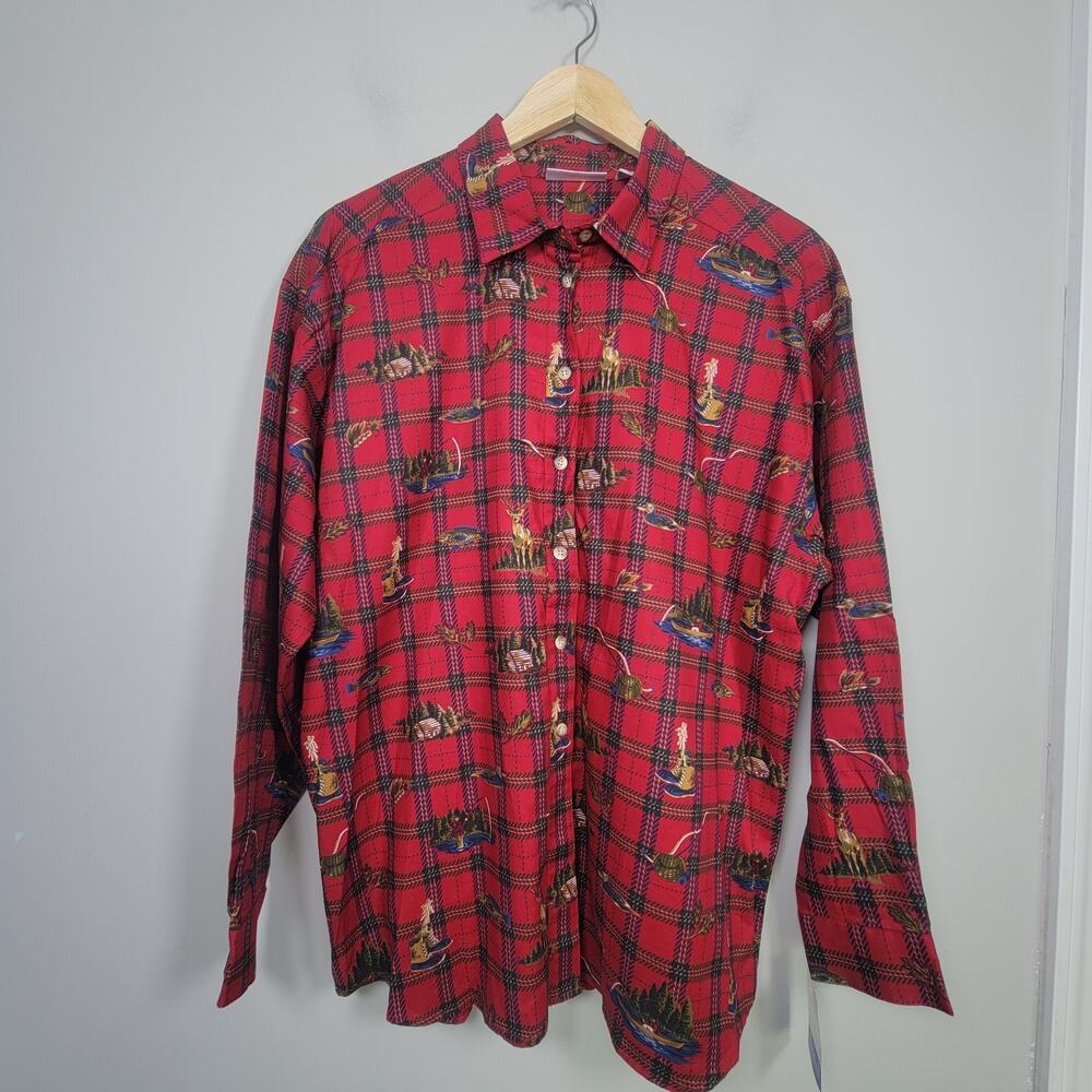 NWT David Brooks Womens 16 Long Sleeve Button Up Outdoor Camp Fishing Shirt Red